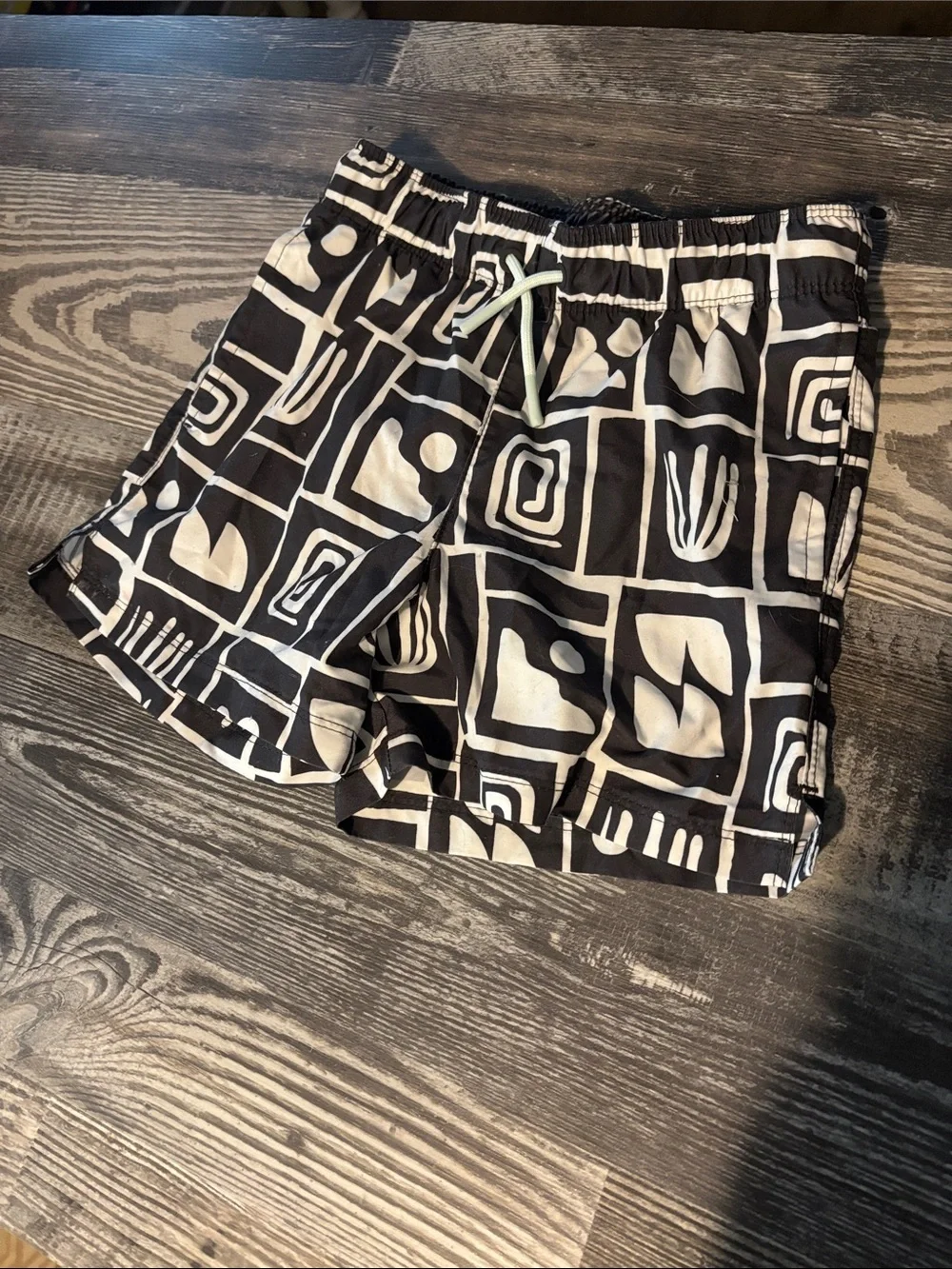 Boys swim trunks Black and white Geo Print Swim Shorts